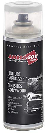 Ambro-Sol V400FAS2 Smalto / Vernice Finiture Carrozzeria, Indicata per Riverniciare Paraurti, Fasce Laterali e Spoilers, Bomboletta Spray in Banda Stagnata Riciclabile 400 ml, Grigio Chiaro Goffrato