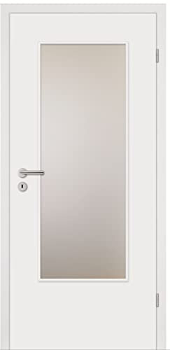 HORI® Zimmertür Basic Weißlack weiß, Lichtausschnitt, Röhrenspan, Eckkante | Innentüre, Türblatt, passende für alle Standard Zargen mit DIN Größe I 1985 x 860 mm I DIN Rechts