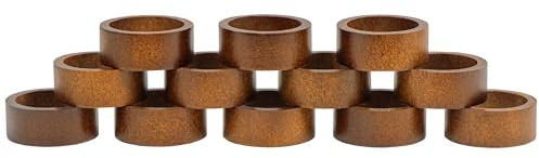 Wooden Napkin Rings Set of 12, Rustic Hemlock Wood Table Napkin Holder, Handcrafted Decorative Farmhouse Napkin Rings for Weddings, Boho, and Everyday Table Settings
