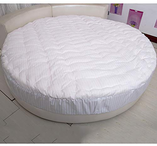 MSM Rotondo Materasso Protettore Topper,100% Cotone Spesso Trapuntato Materasso Futon per Letto Rotondo,compert Tatami Letti Futon Topper Bianca Diametro:220cm/87inch