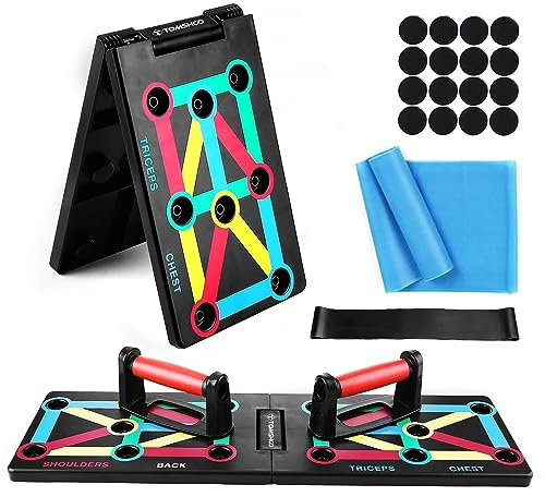 TOMSHOO 12 in 1 Push Up Board mit liegestützgriffe, Faltbare Liegestütze mit Handgriff, Fitness Board Home Training Krafttraining für Practice Shoulder Chest Triceps Trapezius Muscle für Männer Frauen