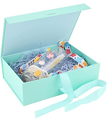 Geschenkbox mit Schleife,Magnetische Geschenkbox Groß Geschenkverpackung Box mit Band Wiederverwendbare dekorative Box Geschenkboxen Dekorative Box Rechteck Präsentationsbox Präsentieren (MintGreen)