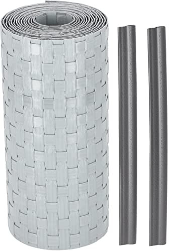 KOTARBAU® Strisce frangivista in Technorattan Solide per giardino e balcone, grigio chiaro, 19 cm x 255 cm, biodegradabili, molti colori, estetiche, durevoli, di alta qualità