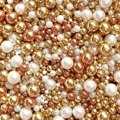 Metallic luxury Gold White Rose Gold Sprinkles mix blend cake cupcake cookie wedding hen party decoration cake topper edible bronze pearls balls 100s 1000s gold anniversary birthday decor LOVELY BUB