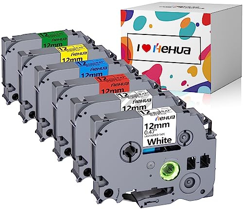 6x hehua Cintas de Escritura Compatibles con Brother Tze 12mm 0,47 Cintas TZe231 TZe131 TZe431 TZe531 TZe631 TZe731 Laminated, Repuesto para Brother P-Touch H105 H101 D200 1010 1280 (12mm x 8m)