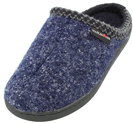 HAFLINGER Unisex at Nordkap Wool Hard Sole Slippers Blue (Navy 76) EU 49