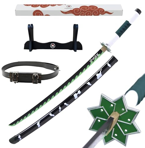 Hashiman Accesorio de Cosplay de Madera con Soporte y Cinturón – Prop Decorativo Estilo Anime para Disfraces Adultos y Niños 103 cm (Sanemi Shinazugawa)