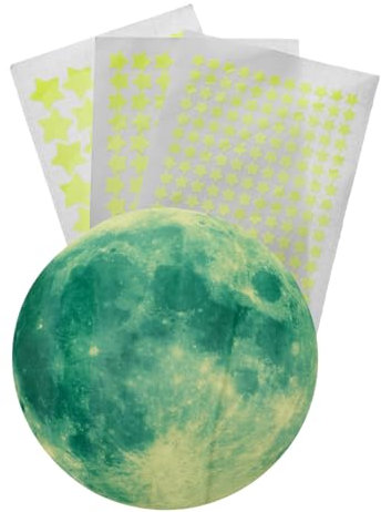 ibasenice 2 Blätter Stern-Wandaufkleber leuchtende Aufkleber leuchtender Treppenaufkleber leuchten in den dunklen Sternen Mondaufkleber scheinen schmücken Wandtattoos 3d PVC