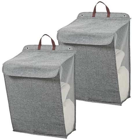 Focenat 2pz Cesto para Ropa Sucia para colgar en la pared, Cesto Ropa Sucia Cesta con Tapa, Bolsas Cestos para la Colada, Bolsa Ropa Sucia Plegable, Cesta Ropa Sucia, Laundry Basket para Baño