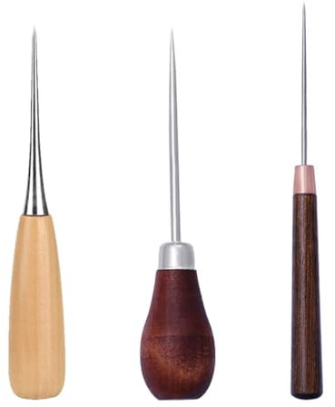 CPJJ 3 Stück Vorstecher,Nähahle,Ahle Werkzeug,Ledernadel,Leder Werkzeug,Ahle