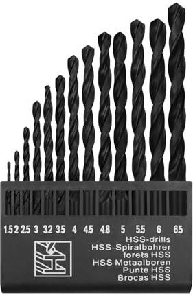 Cobalt Drill Bit Set, 13PCS High-Speed Steel, Black, Suitable for Metal, Wood, and Plastic, Size from 1.5mm up to 6.5mm