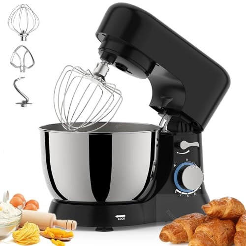 Batidora De Pie De 4,5 Cuartos De GalóN, Batidora EléCtrica De Cocina De 6 Velocidades, Batidora De Alimentos De 1300 W Con Gancho Para Masa, Batidor Plano, Batidor De Alambre