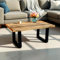 SAM Couchtisch Nadia | 100 x 55 cm | Mangoholz massiv | Farbe: Natur/Rau | U-Gestell Metall Schwarz | pflegeleichter Sofatisch mit geraden Kanten