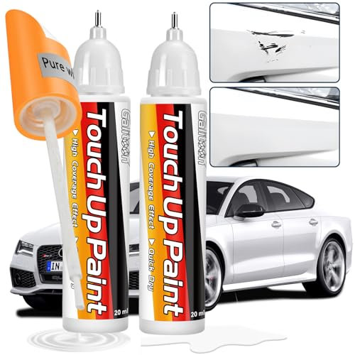 Touch Up Paint for Cars, Car Scratch Repair, Two-In-One Car Touch Up Fill Pen, Quick & Easy Solution to Repair Minor Automotive Scratches 0.8 fl oz (2, White)