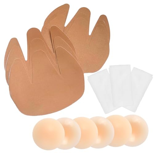 CUKIN Cinta de Sujeción para Senos Grandes | 3 Pares | Sujetador Adhesivo Invisible Sin Tirantes | Boob Tape Levantador con Agarre Fuerte | Color Beige C-D