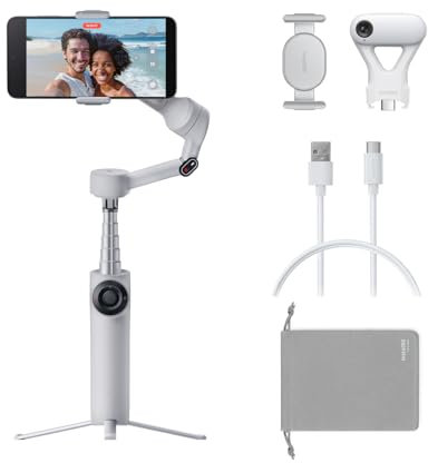 Insta360 Flow 2 Plus Paquete rastreador por IA Color Gris - Gimbal para teléfono, Seguimiento por IA con Cualquier App, Seguimiento, trípode/Selfie Stick, Gimbal para iPhone/Android