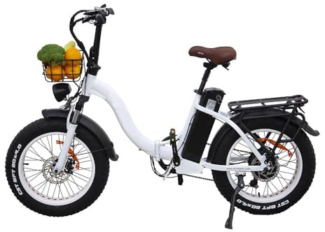 Traotay 20 x 4.0 Vélo électrique pliable, 48 V 15 Ah Batterie au lithium amovible, autonomie de 110 km (PAS), vélo électrique avec type Fat Tire, vélo électrique homme femme avec support smartphone