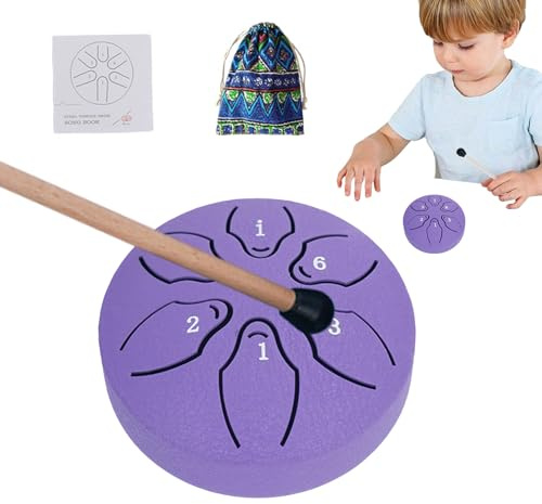 Ståltrumma för utomhusbruk, regntrumma | 6 noter 3 tum liten eterisk trumma för meditation - handpan slagverksinstrument med klubba musikbok för