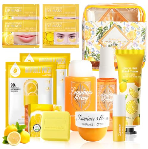 Set Skincare Viaggio, Cofanetto Regalo Donna Beauty, Cofanetto Skincare Donna Con Crema Corpo,Crema Mani,Burrocacao Labbra,Patch Occhi, Maschere Viso, Bagnoschiuma,Saponetta, Perfume