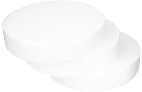 Angoily 3 Pezzi Disco di Schiuma Rotondo Bianco 250mm X 50mm, Cilindro di Schiuma Artigianale Leggero per Decorazioni Fai da Te e Composizioni Floreali, Accessorio Creativo