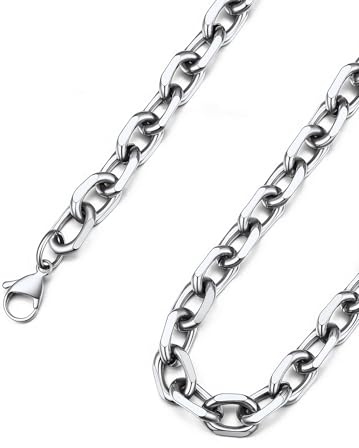 ChainsHouse Cadena Rolo Acero Inoxidable 9mm Ancho 66cm Largo Joya Uso Cotidiano, Cadena Gruesa Mujer Hombre