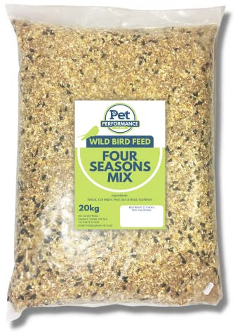 Copdock Mill Pet Performance Four Season Wild Bird Seed 20kg - All Year Round Feed With Black Sunflower Seeds for Birds - 100% Natural Nutritional Bird Seed for Small Garden Birds
