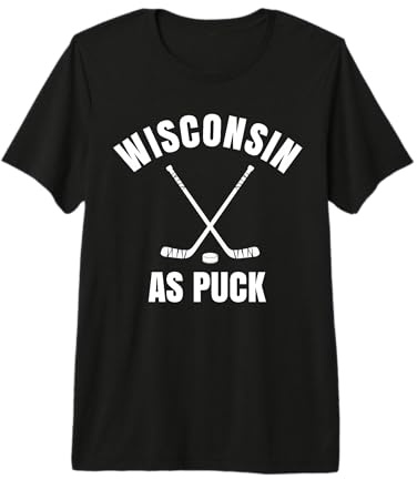 Wisconsin as Puck Wisconsin Hockey Premium T-Shirt