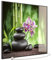 STEINFELD Heizsysteme® Glas Bild Infrarotheizung Flachheizkörper mit Thermostat | Made in Germany | viele Motive 350-1200 Watt Rahmen schwarz (1200 Watt, 055 Zen Basaltsteinen)