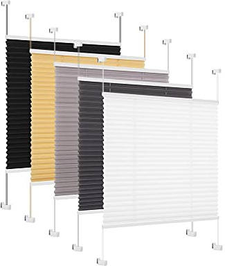 Eurohome Plissee Weiß 85x120cm klemmfix ohne Bohren Easyfix für Fenster und Türen