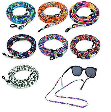 Qufiiry Glasses Strap, 7 Pcs Glasses Cord, Glasses Chain, Sunglass Straps, Non-Slip Spectacles Cord Retainer Lanyard, Women's Glasses Chains & Lanyards, Eyeglasses Strap Unisex Safety Glasses String