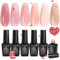Beetles UV Gel Nagellack Set - 6 Farben Jelly Gel Polish Nackt Rosa Farbe Neutral Nagelkunst Design Durchscheinende Gelnagel Kits LED Nagelschachtel Maniküre Cured Nagel für Nfänger Art DIY