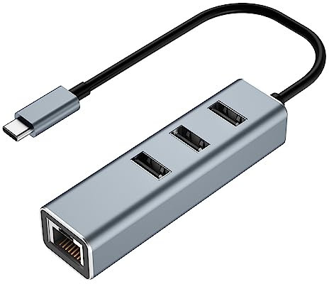 Adattatore USB C Ethernet,Hub USB RJ45 con 100Mbps LAN e 3 Porte USB 2.0 Splitter USB-C a 4 porte per MacBook Pro/Air, Mac Dongle, laptop, Steam Deck, PS4/PS5, Dell XPS, iPad Pro