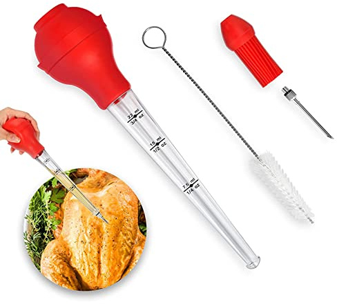 Turkey Baster Set with Marinade Injector, Basting & Cleaning Brushes | Complete kit with baster, injector needle, basting brush and cleaning brush for roasting, BBQ and meat preparation