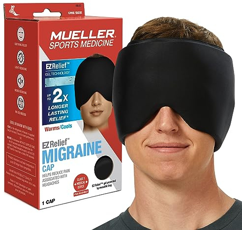 MUELLER Sports Medicine EZ Relief Migraine Cap, Ice Pack for Injuries and Pain Relief, Hot & Cold Therapy, Black