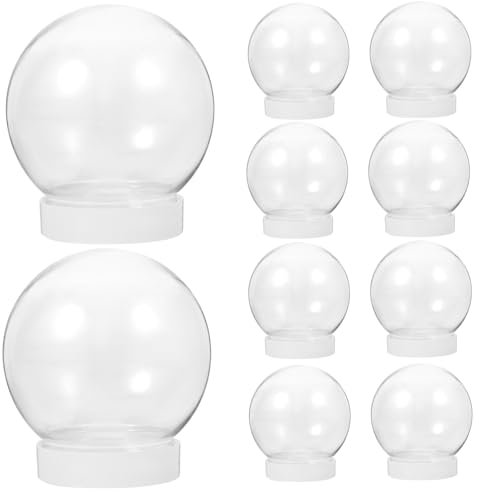 Amosfun Snowball Accessories 10 StüCk Klare Kunststoff Schneekugeln Zum Basteln DIY Schneekugel Set Mit Transparentem Rundem Design FüR Weihnachtsdeko