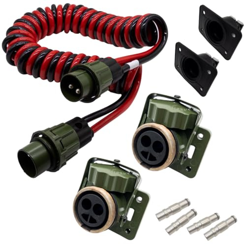 SERTPLAS Spirale électrique OTAN à 2 broches, 2 x 35 mm², 4 m de spirale OTAN, câble spirale OTAN 12 V/24 V, 2 prises OTAN avec encre de 35 mm², joint en caoutchouc, également utilisable pour aide au
