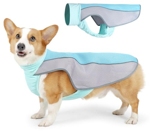 Lelepet Dog Cooling Vest, Summer Dog Cooling Jacket for Large Dogs, Evaporative Pet Cool Coat, Safety Sun Protection Cool Vest, Breathable Mesh Ice Shirt for Outdoor Activity, Blue L