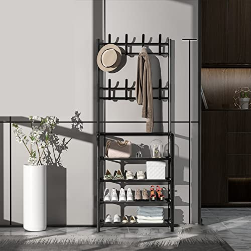 Hiraith Porte-manteau Debout Moderne en Métal Vêtements Vêtement Suspendu étagère de Rangement Cintre pour Hall D'entrée (60 cm 4 couches noir)