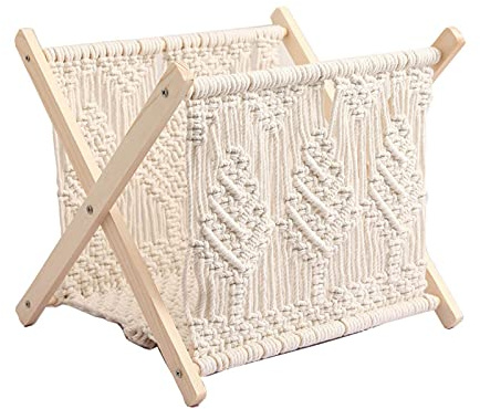 Revistero – Porta libros tejida a mano para suelo, decoración de habitaciones, cesta de almacenamiento, cesta de almacenamiento, cesta de almacenamiento, revistas, decoración de habitaciones, estilo