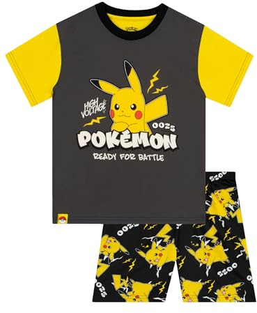 Pokemon Pyjamas | Pikachu Boys Pyjamas | Short Sleeve Pjs For Boys | Pikachu Pyjama Set | Black 8-9 Years