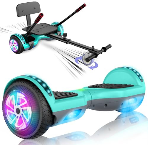 SISIGAD Hoverboards mit Sitz, Hoverboards, Hoverboard Go-Kart,LED Lichter, Geschenk für Kinder,ohne Bluetooth