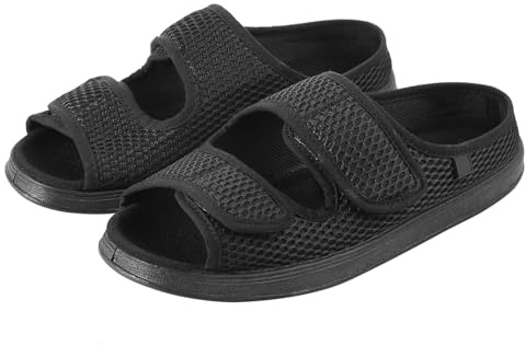 IBLUELOVER Mens Womens Diabetic Sandals Extra Wide Slippers for Swollen Feet Elderly Shoes Open Toe Slippers Adjustable Breathable Orthopedic Footwear for Edema Arthritis Comfy Indoor Outdoor Shoes