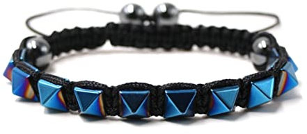 Natursteinarmbänder, geflochtenes schwarzes Magnetarmband einstellbare Armbänder für Männer 18 cm