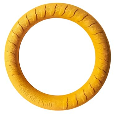 Dog Fitness Ring Floating Fly Toy for Agility Training and Outdoor Exercise Durable Chew Resistant Bite Pull Play for Puppy Medium Large Dogs with Interactive Tug of War Game (Yellow, Large)