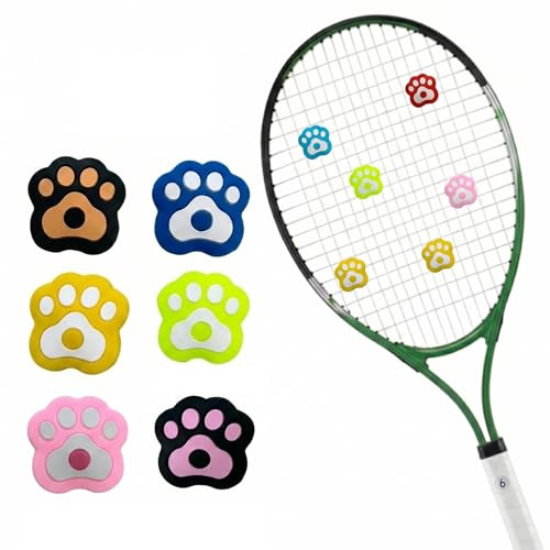 CATZUM Paquete de 6 amortiguadores de silicona, con un divertido diseño de pata de gato, aptos para raquetas de tenis, reducen eficazmente la vibración de la raqueta.
