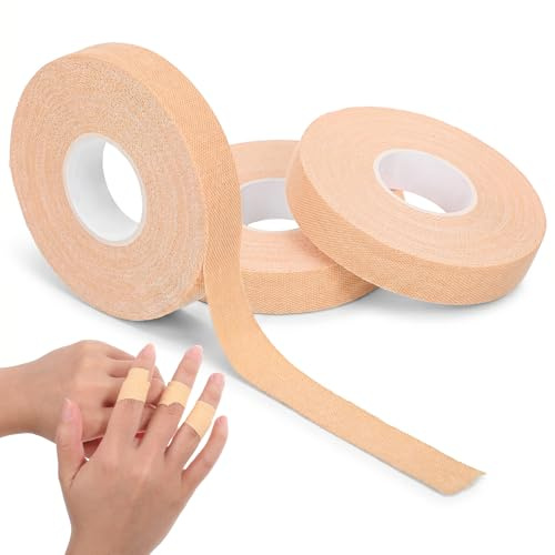 Nogeqi 3 Rolls Finger Tape, 1.2cm x 10m, Climbing Tape for Fingers Hands Toes, Adhesive Elastic Breathable Sports Tapes for Outdoor Sports Rock Climbing (Skin Color)