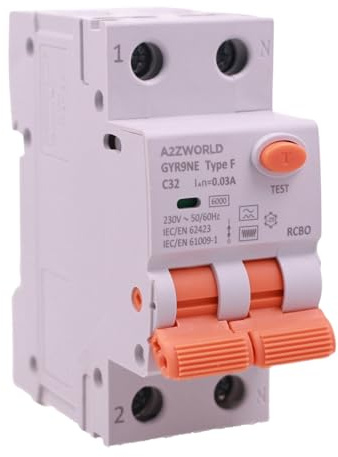 RCBO Tipo F 32A C32, Interruttore Differenziale Con Magnetotermico Classe F Curva C, 1P+N 6kA 30mA 2 Moduli 230VAC,Doppio Leva,Per Impianti Apparecchiature Elettroniche Moderne