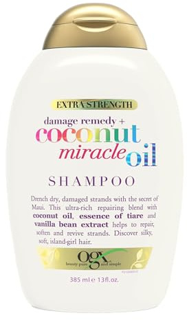 OGX Coconut Miracle Oil Repair Shampoo ohne Sulfate und Parabene für geschädigtes Haar, 385 ml