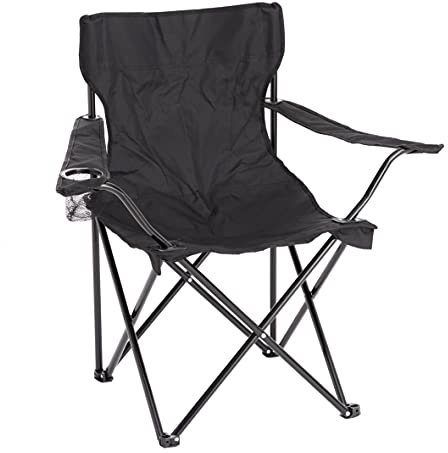 Baroni Home Chaise Pliante de Camping, Chaise d’Extérieur Légère et Robuste, Chaise de Plage, Pêche, Barbecue, Pique-Nique, avec Sac Portable, Noir, 1 Pièce, 50x50x80 cm
