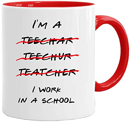 I Work in a School |Teacher mugg & presentförpackning set lärare presenter från eleven | gåvor till lärare | julmuggar för lärare | skolmugg